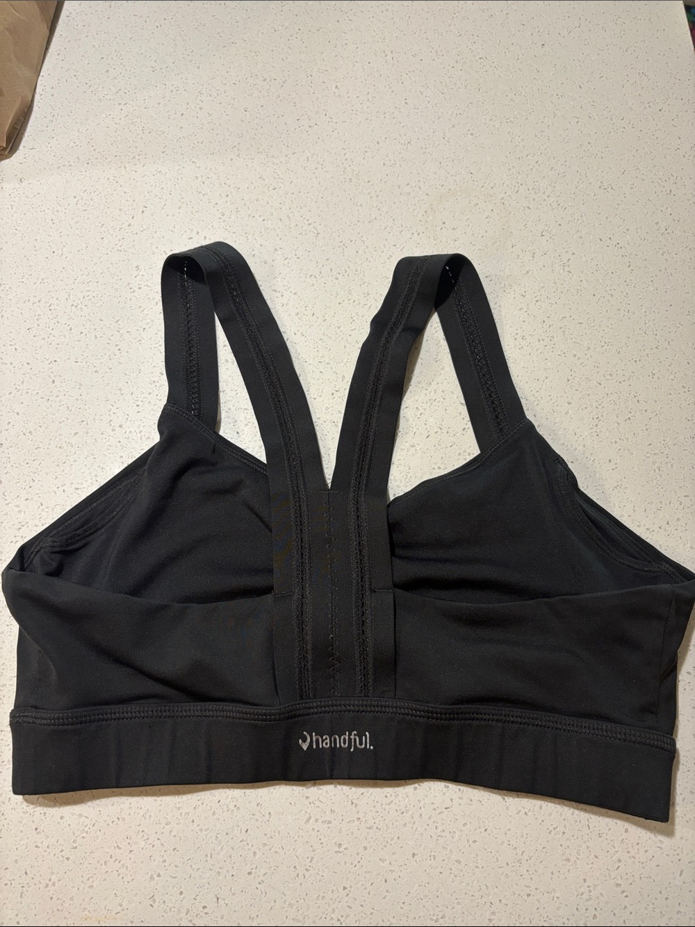 Handful Black Supportive Sports Bra with Racerback